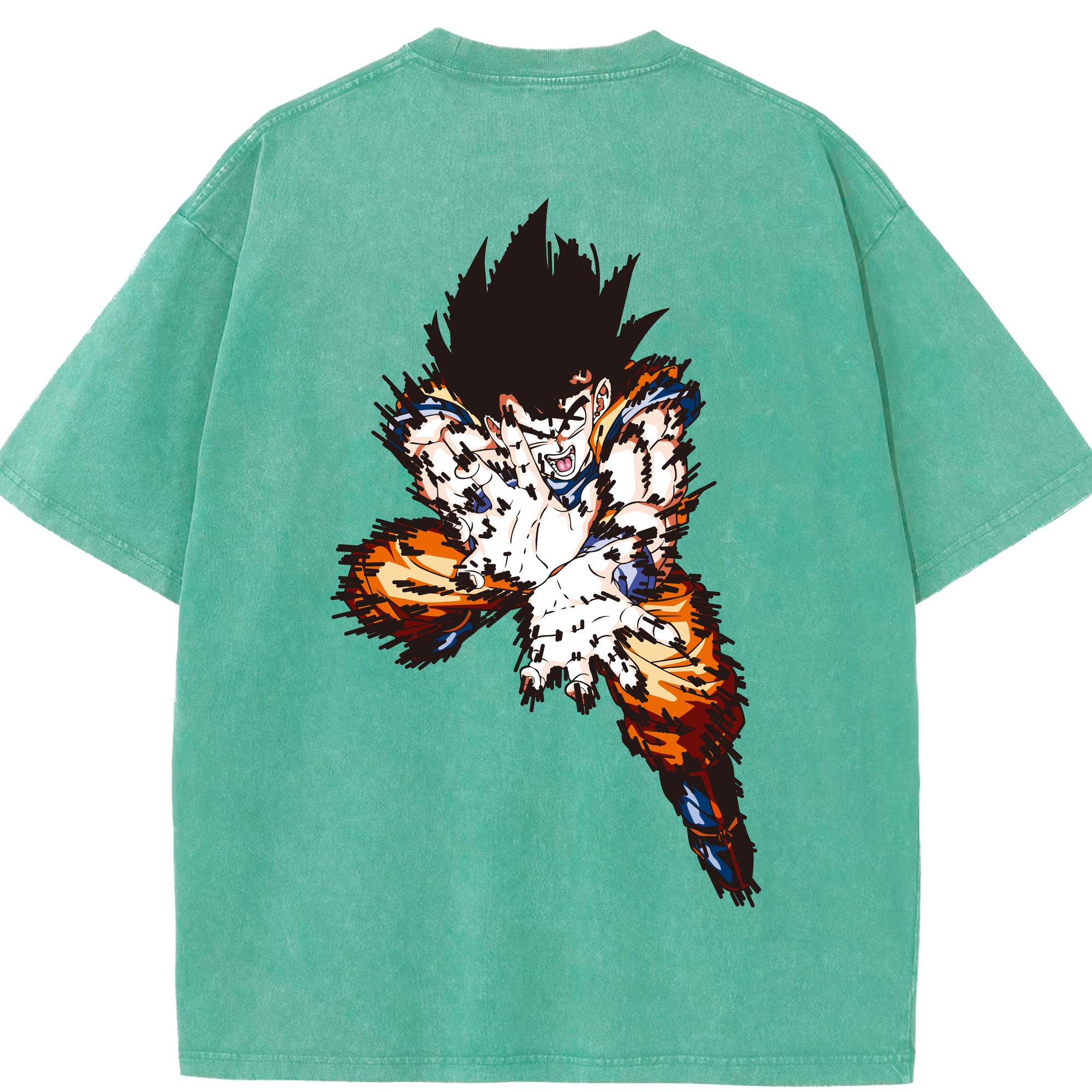 （画像用） ドラゴンボール 孫悟空（そん ごくう）Son Goku カカロット DRAGON BALL Kakarotto 綿100% ヴィンテージ風 半袖Tシャツ（背面プリント）